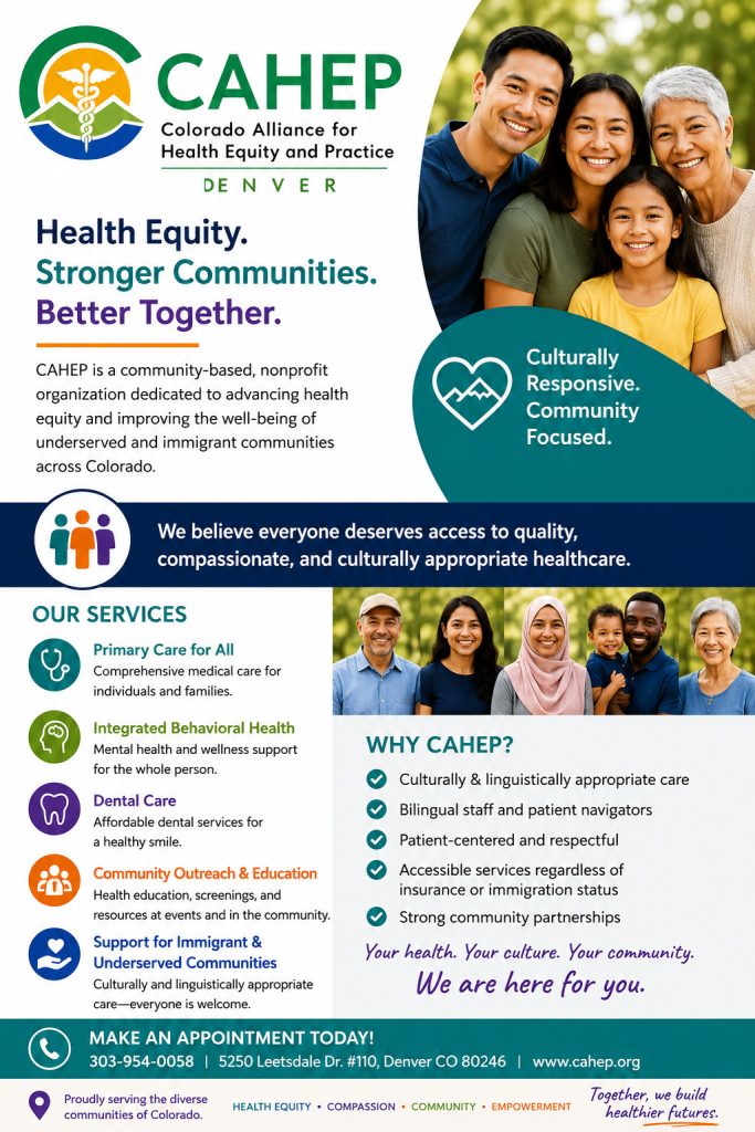 CAHEP health equity services in Denver including primary care, behavioral health, dental care, and community outreach